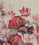 Próbka tapety painted leaves and water lilies