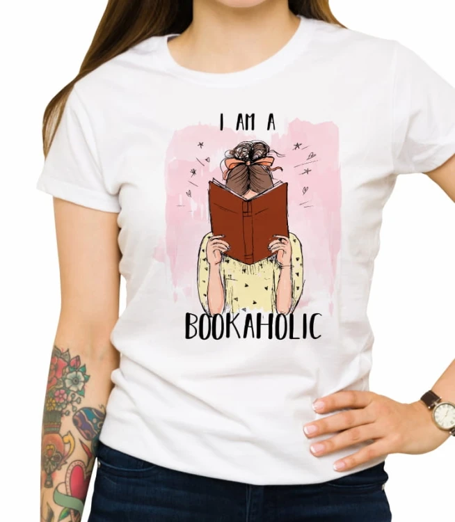 Biała damska koszulka bookaholic