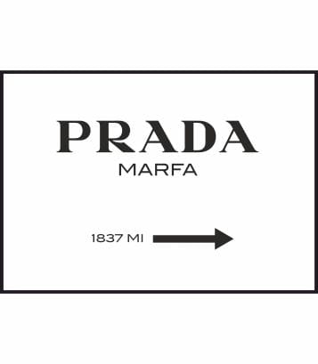 Czarno-biały poster z napisem PRADA MARFA znany z serialu Plotkara. Plakat w stylu klasycznym.