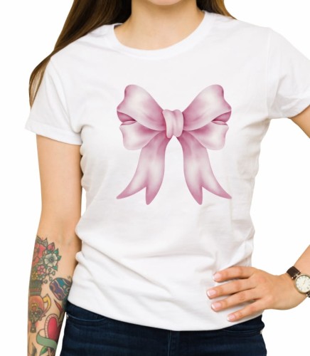 Biała damska koszulka pink ribbon