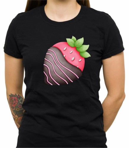 Czarna damska koszulka chocolate covered strawberry