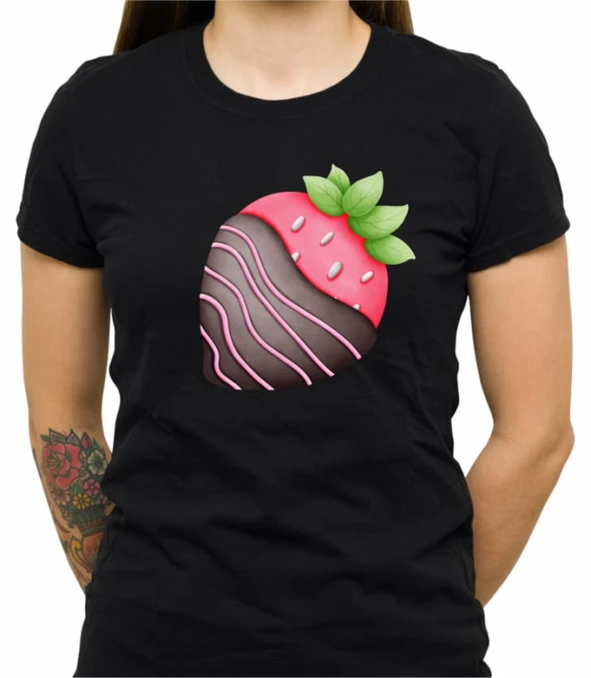 Czarna damska koszulka chocolate covered strawberry