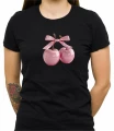 Czarna damska koszulka cherries with pink bow
