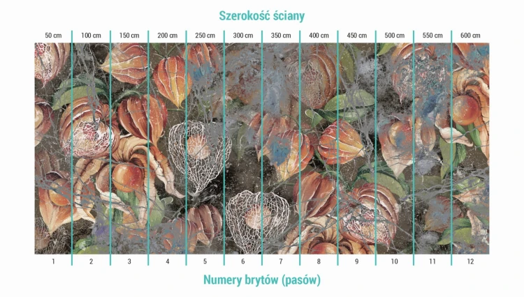 Podział na bryty na tapecie w duże pąki
