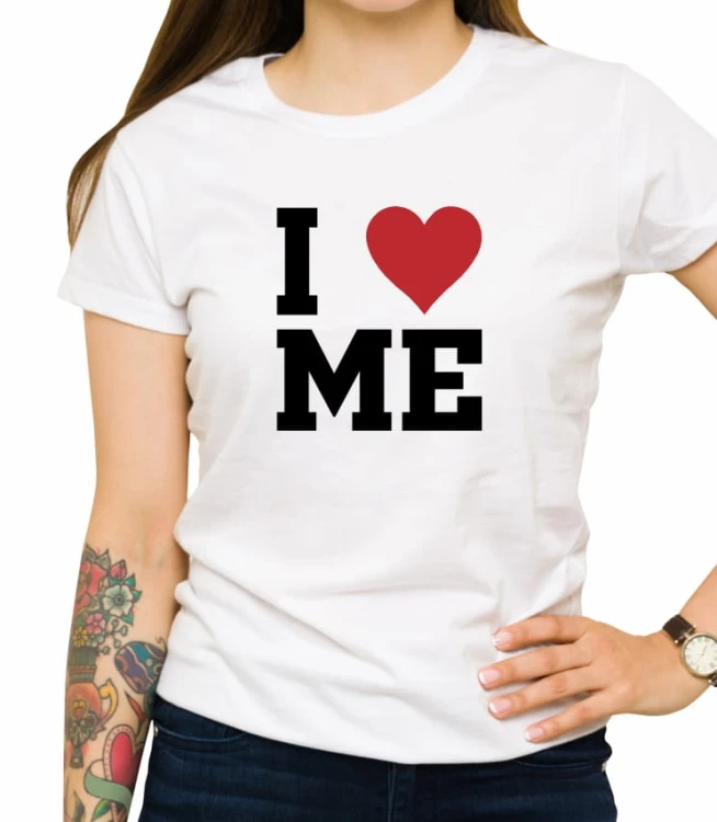 Biała damska koszulka I love me