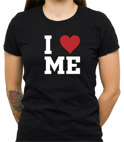 Czarna damska koszulka I love me