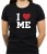 Czarna damska koszulka I love me