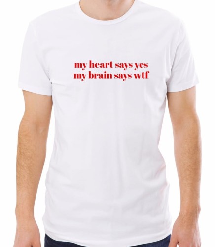 Biała męska koszulka my heart says yes
