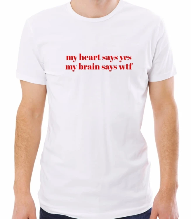 Biała męska koszulka my heart says yes