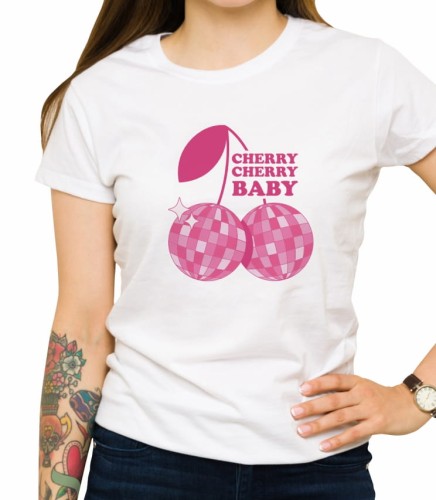 Biała damska koszulka cherry cherry baby
