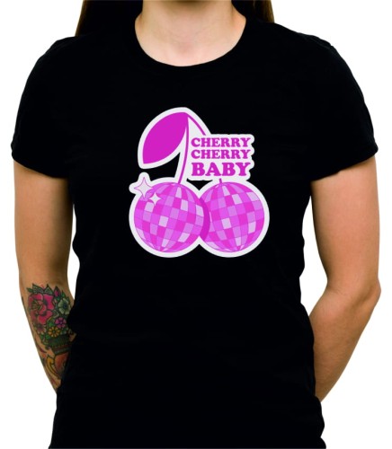 Czarna damska koszulka cherry cherry baby
