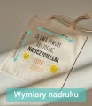 Wymiar nadruku wzoru na bawełnianej torbie "Są dwa powody, aby zostać nauczycielem: lipiec i sierpień"