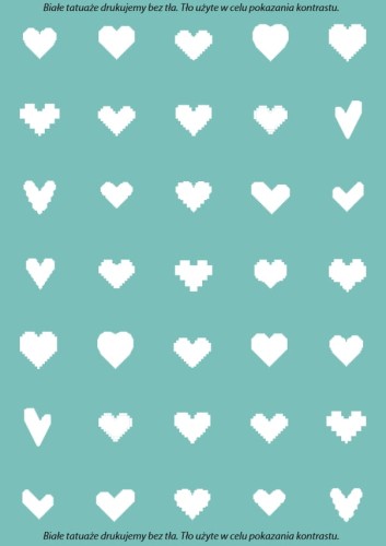 Tatuaże tymczasowe pixel heart icons białe