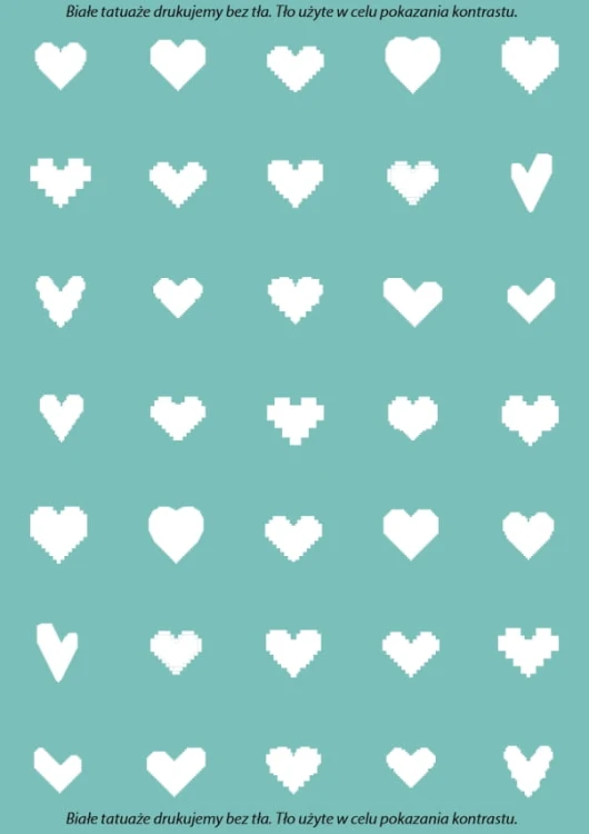 Tatuaże tymczasowe pixel heart icons białe