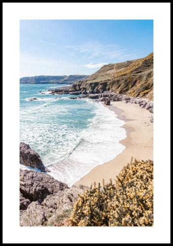 Plakat Mattiscombe Sands z białym maringesem dookoła