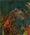 Fototapeta wild cat in tropical leaves