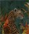 Fototapeta wild cat in tropical leaves