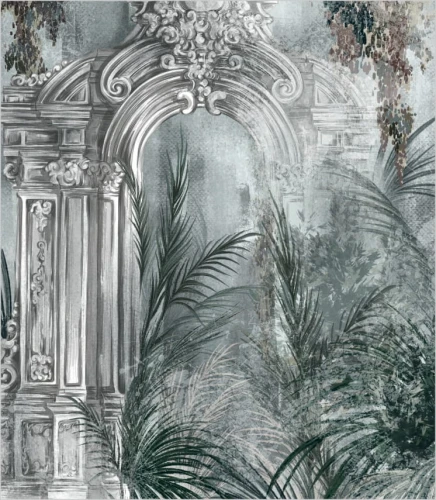 Próbka tapety watercolor tropics with columns