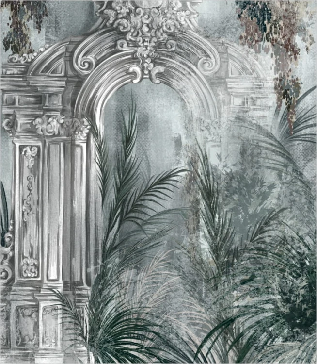 Próbka tapety watercolor tropics with columns