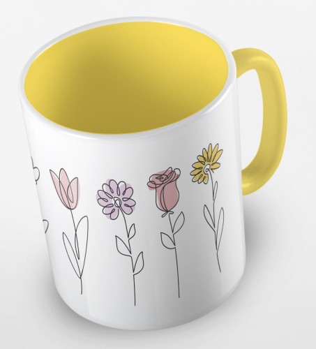 kolorowy kubek - flowers - z kwiatami - kolor żółty.jpg