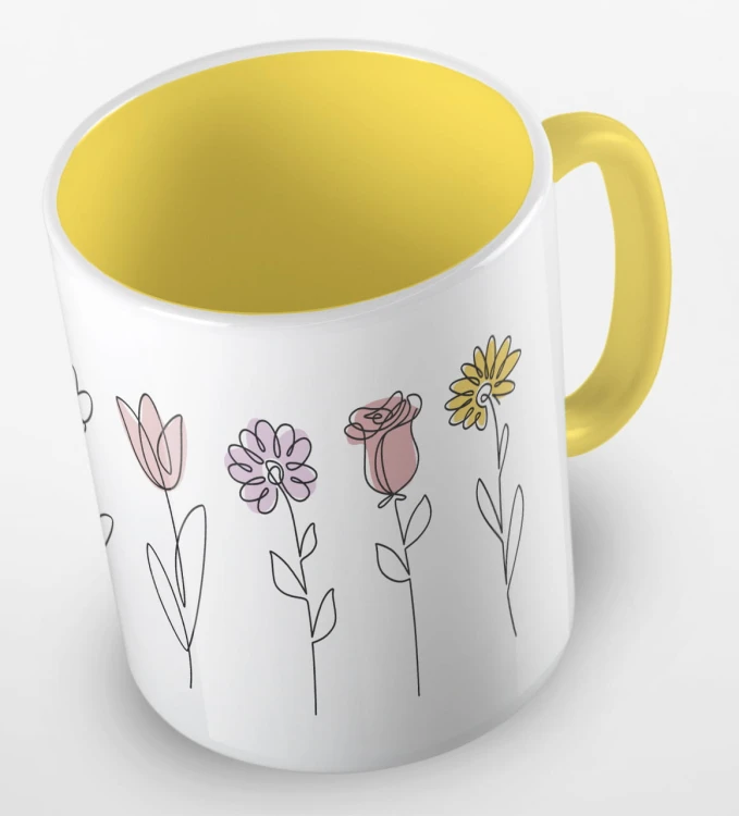kolorowy kubek - flowers - z kwiatami - kolor żółty.jpg