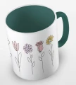 kolorowy kubek - flowers - z kwiatami - kolor ciemnozielony.jpg