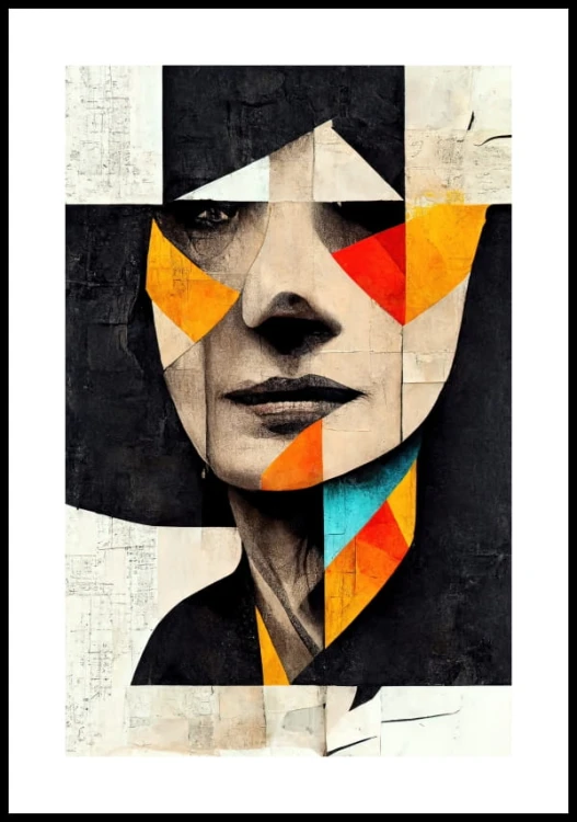 Plakat surrealistyczny portret z białym marginesem