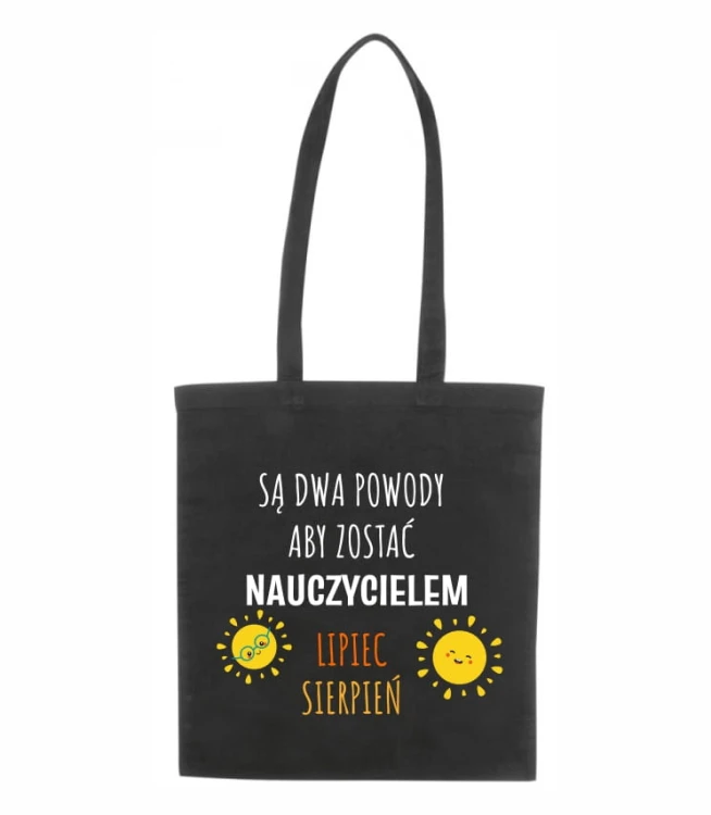 czarna torba bawełniana z długimi uszami, z nadrukiem - Powody by być nauczycielem