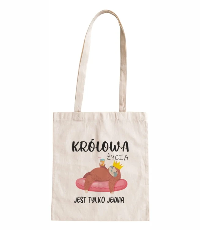 torba bawełniana z długimi uszami, z nadrukiem - Królowa życia.jpg