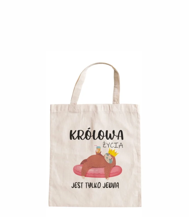 torba bawełniana z krótkimi uszami, z nadrukiem - Królowa życia.jpg