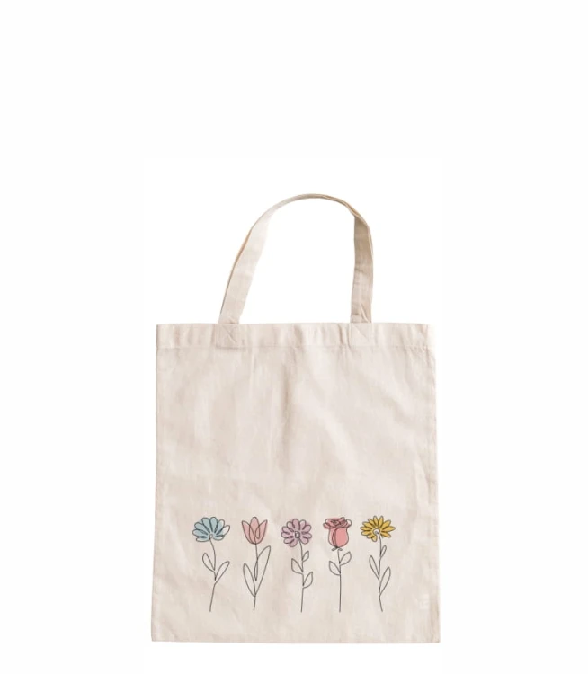 torba bawełniana z krótkimi uszami, z nadrukiem - Flowers