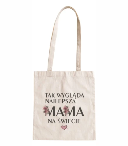 torba bawełniana z długimi uszami, z nadrukiem - tak wygląda najlepsza mama na świecie