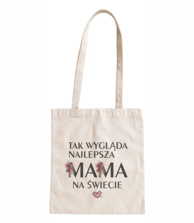 torba bawełniana z długimi uszami, z nadrukiem - tak wygląda najlepsza mama na świecie