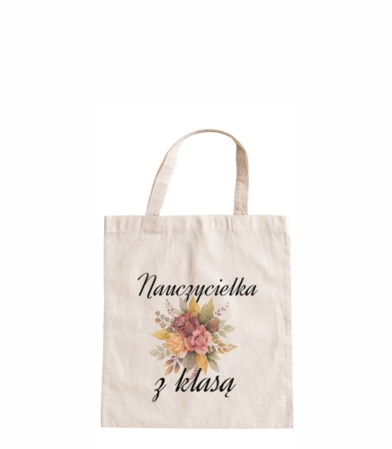 torba bawełniana z krótkimi uszami, z nadrukiem - nauczycielka z klasą