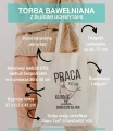 torba bawełniana z długimi uszami, z nadrukiem - praca jest jak kurnik, chodzę, bo są jaja - opis materiału