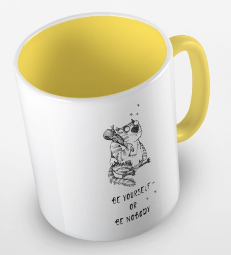 kolorowy kubek - be yourself or be nobody - kubek żółty.jpg
