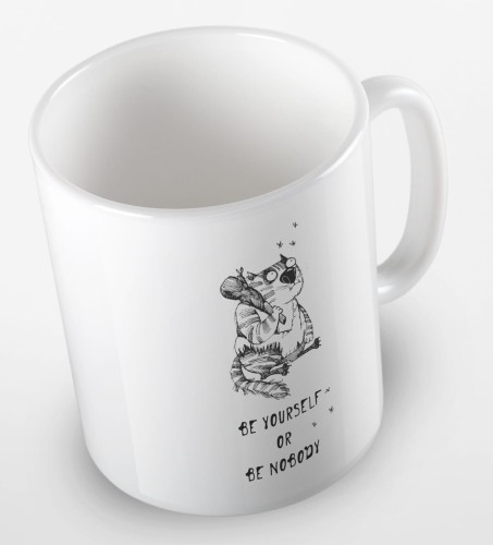 kolorowy kubek - be yourself or be nobody - kubek biały.jpg