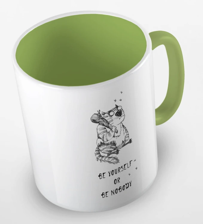 kolorowy kubek - be yourself or be nobody - kubek jasnozielony.jpg