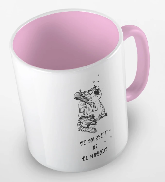 kolorowy kubek - be yourself or be nobody - kubek różowy.jpg