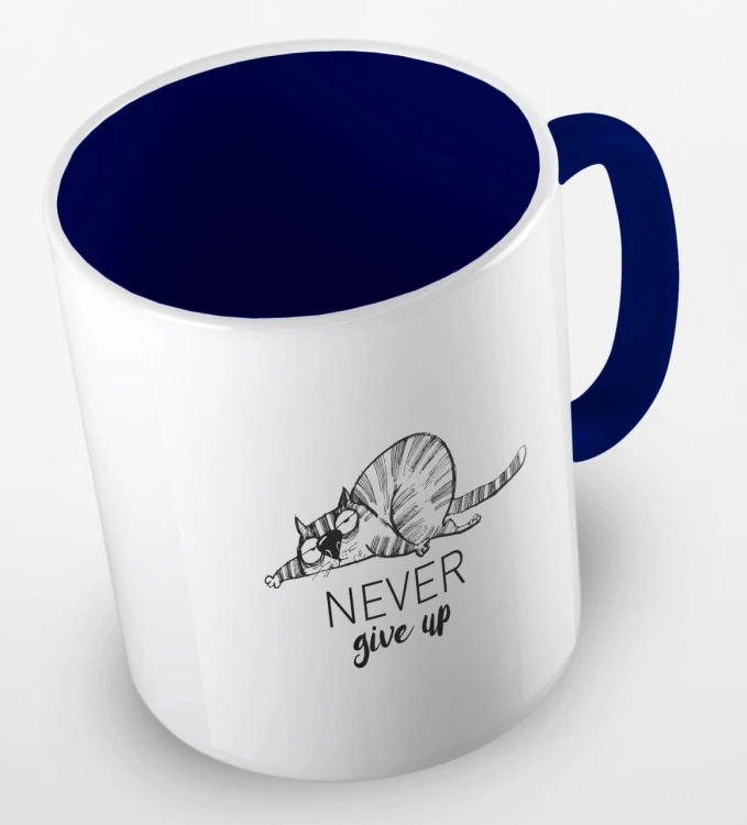 kolorowy kubek - never give up (nigdy się nie poddawaj) - kolor granatowy.jpg