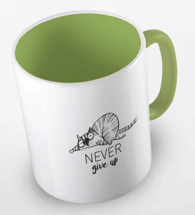 kolorowy kubek - never give up (nigdy się nie poddawaj) - kolor jasnozielony.jpg