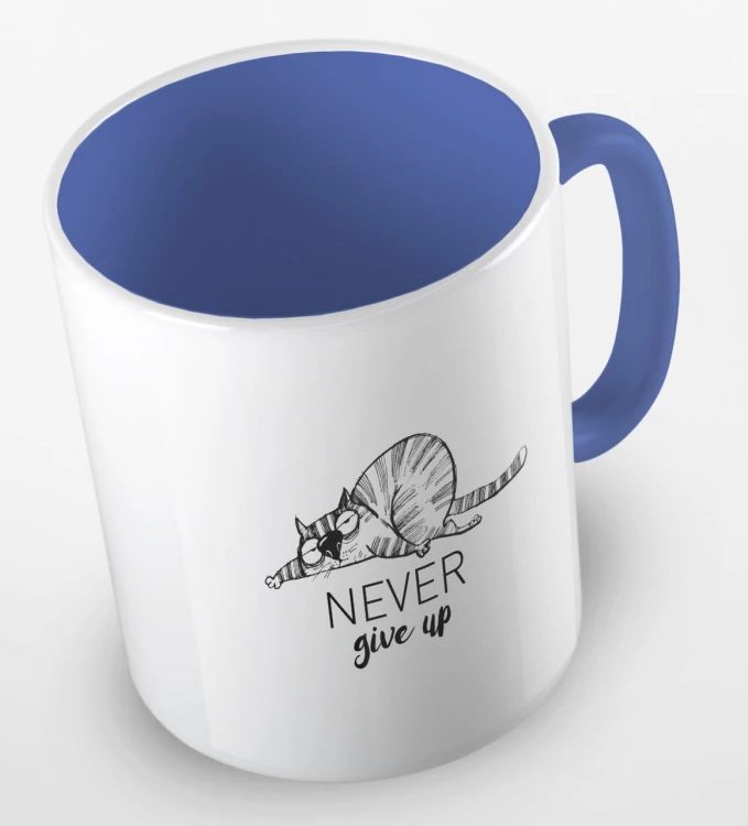 kolorowy kubek - never give up (nigdy się nie poddawaj) - kolor niebieski.jpg
