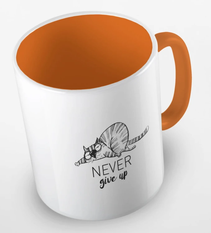 kolorowy kubek - never give up (nigdy się nie poddawaj) - kolor pomarańczowy.jpg