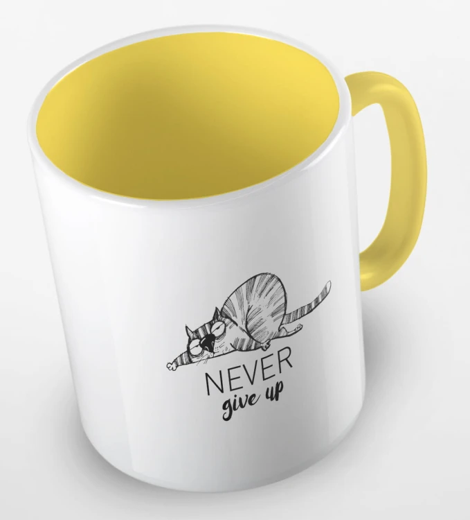 kolorowy kubek - never give up (nigdy się nie poddawaj) - kolor żółty.jpg