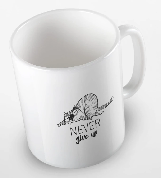 kolorowy kubek - never give up (nigdy się nie poddawaj) - kolor biały.jpg