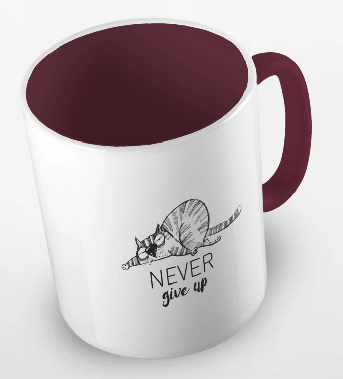 kolorowy kubek - never give up (nigdy się nie poddawaj) - kolor bordowy.jpg