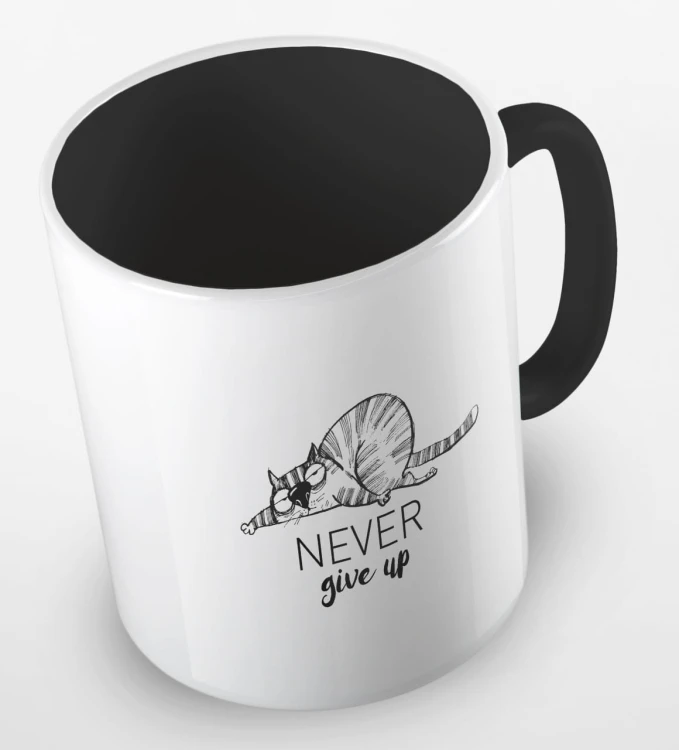 kolorowy kubek - never give up (nigdy się nie poddawaj) - kolor czarny.jpg