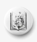 Button książka z kwiatami