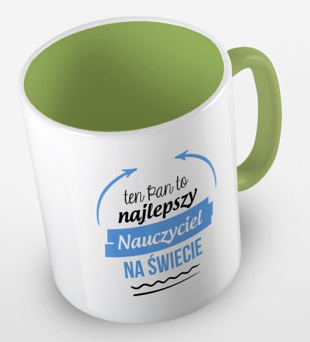 kolorowy kubek z hasłem ten Pan to najlepszy nauczyciel na świecie - kolor jasnozielony.jpg