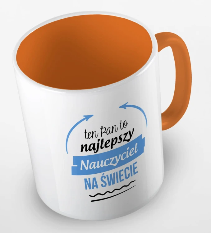 kolorowy kubek z hasłem ten Pan to najlepszy nauczyciel na świecie - kolor pomarańczowy.jpg